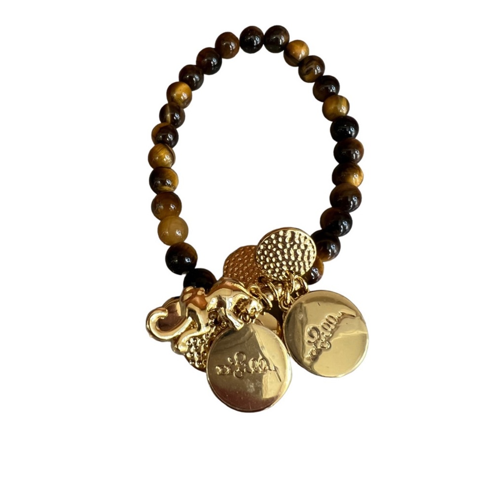 Lilly Pulitzer Tigers Eye Beaded Stretch Charm Bracelet